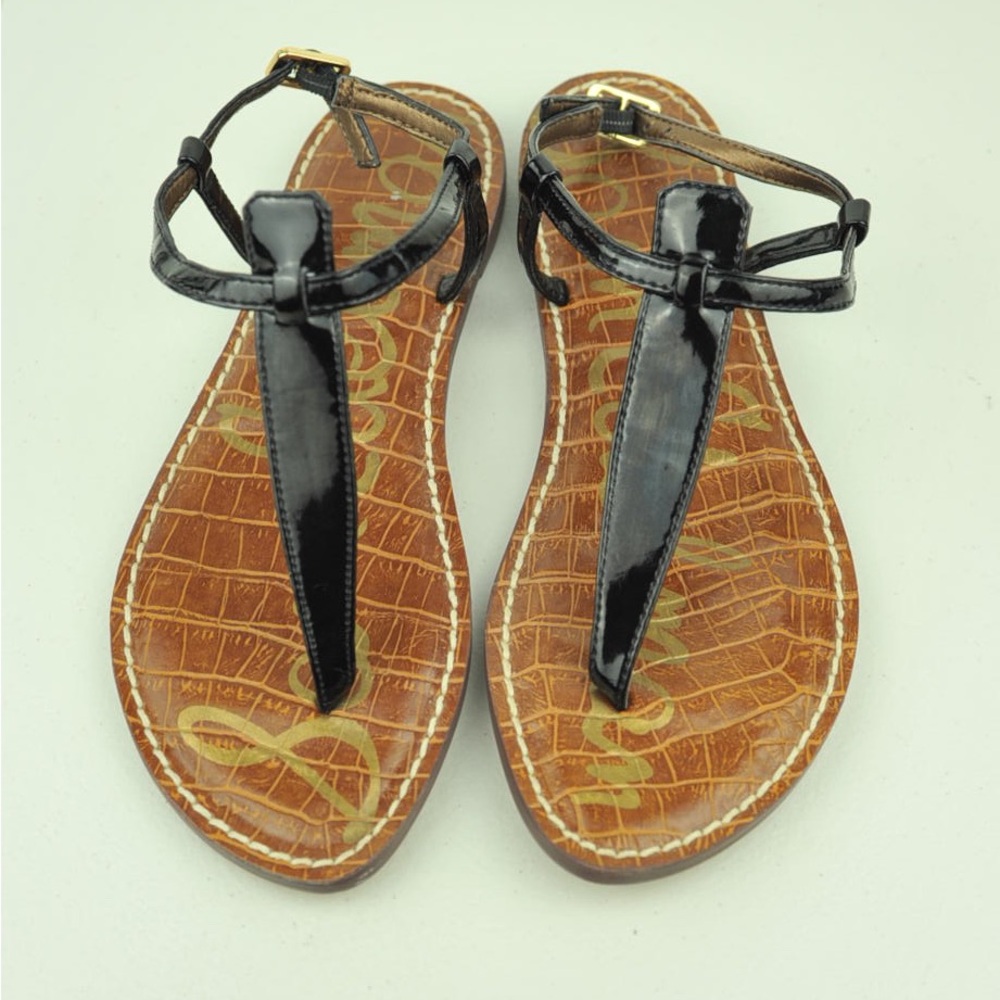 Sam Edelman Black and Brown T-Strap Sandals EUC